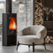 Aspen Curved Fabric Armchair - Stone