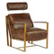 Brogan Industrial Style Brown Leather Lounge Chair