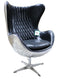 Aviator Aluminium Egg Chair - Distressed Black Leather